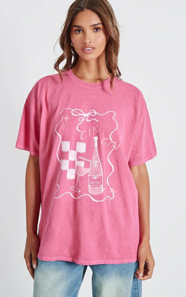 Washed Red Cin Cin Oversized T Shirt