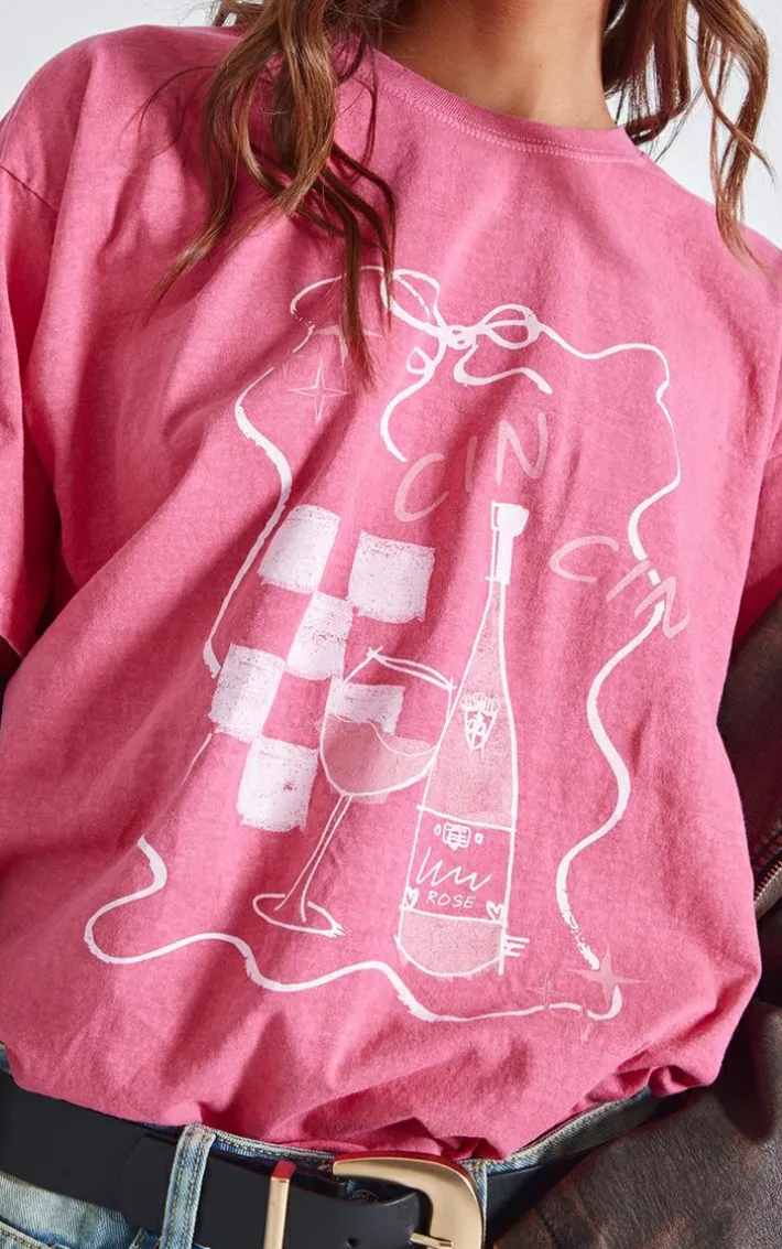 Washed Red Cin Cin Oversized T Shirt