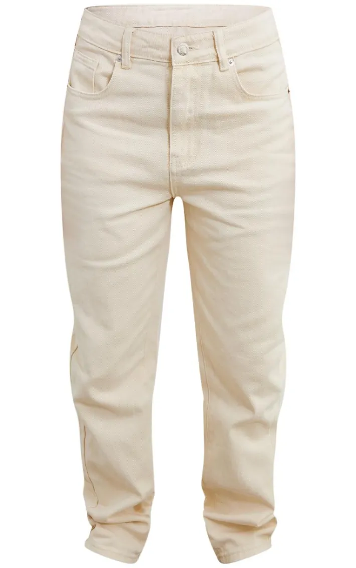 Washed Stone High Waist Straight Leg Jeans