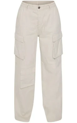 Washed Stone Low Rise Baggy Boyfriend Cargo Jeans