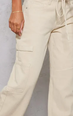 Washed Stone Low Rise Pocket Detail Wide Leg Jeans