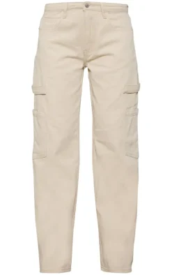 Washed Stone Low Rise Pocket Detail Wide Leg Jeans