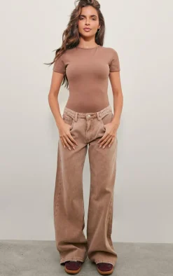 Washed Taupe Low Rise Boyfriend Jeans