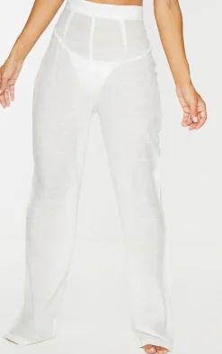 White Linen Look Beach Pants