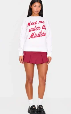 White And Red Meet Me Under The Mistletoe Christmas Sweater