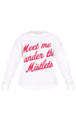 White And Red Meet Me Under The Mistletoe Christmas Sweater