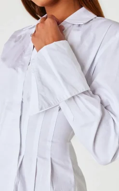 White Asymmetric Cinched Shirt