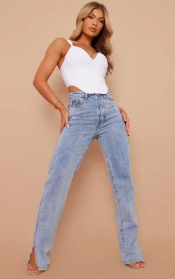 White Bandage Dip Hem Bust Cup Corset