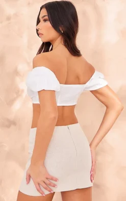 White Bandeau Tie Detail Crop Top