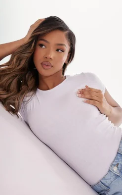 White Basic Cotton Blend Fitted Short Sleeve Bodysuit