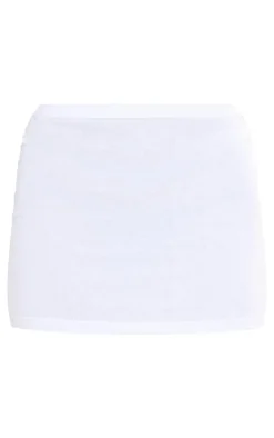 White Basic Cotton Blend Jersey Mini Skirt