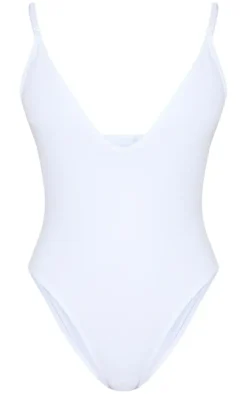 White Basic Low Scoop Swimsuit