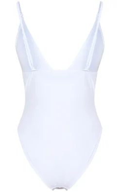 White Basic Low Scoop Swimsuit