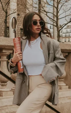 White Basic Ribbed Racer Vest