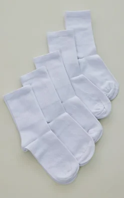 White Basic Sport Sock 5 Pack