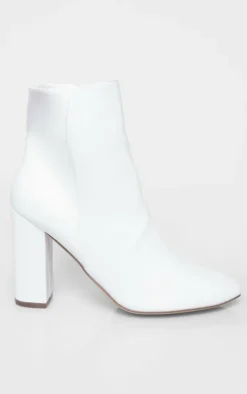 White Behati Faux Leather Ankle Boots