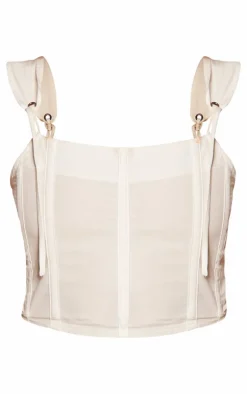 White Boned Tie Strap Lace Up Back Corset