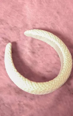 White Boucle Padded Headband