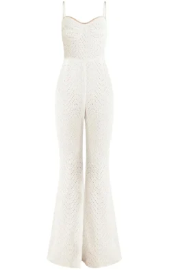 White Broderie Anglaise Cup Detail Strappy Jumpsuit