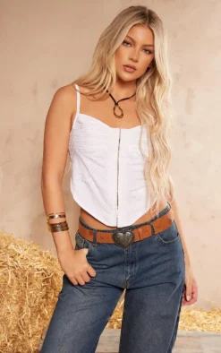 White Broderie Anglaise Hook & Eye Corset