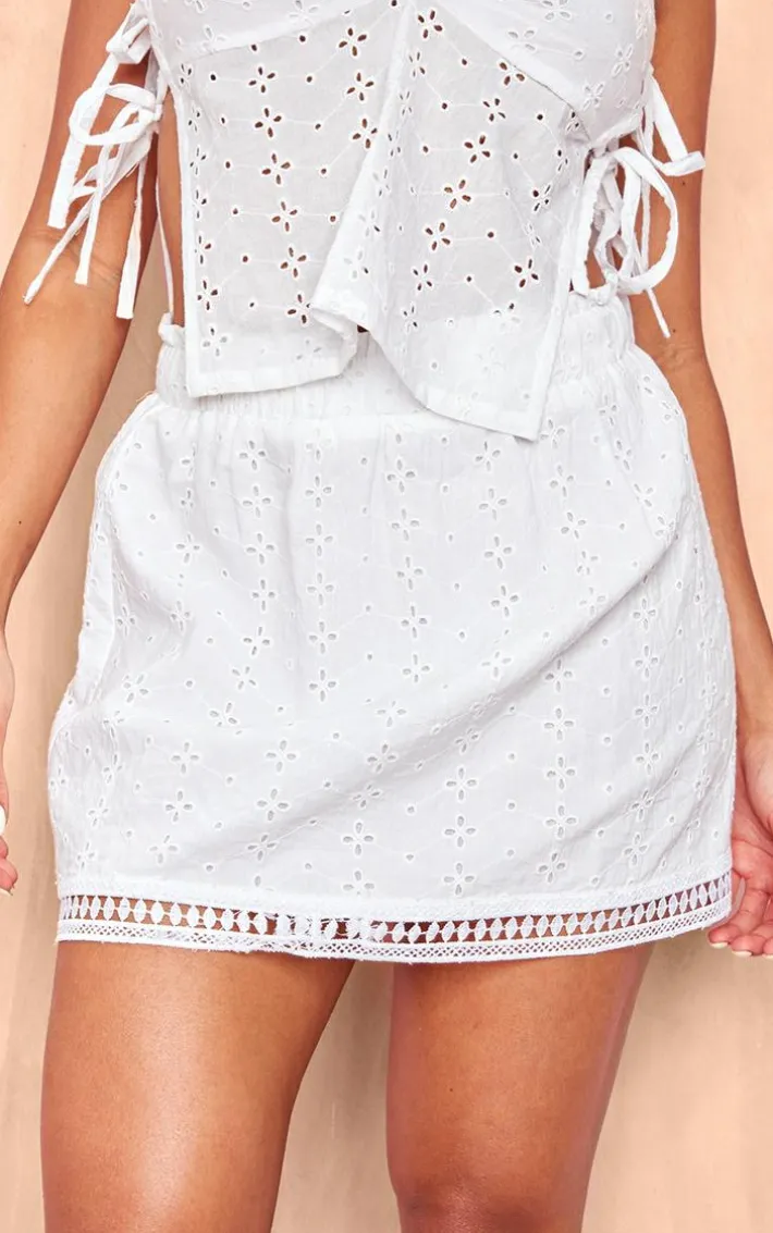 White Broderie Micro Mini Skirt