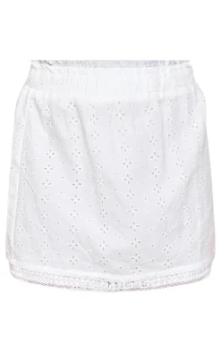 White Broderie Micro Mini Skirt
