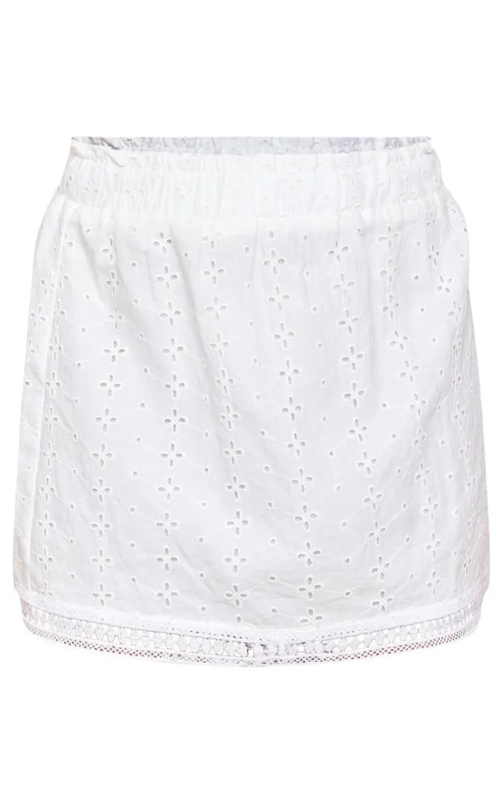 White Broderie Micro Mini Skirt