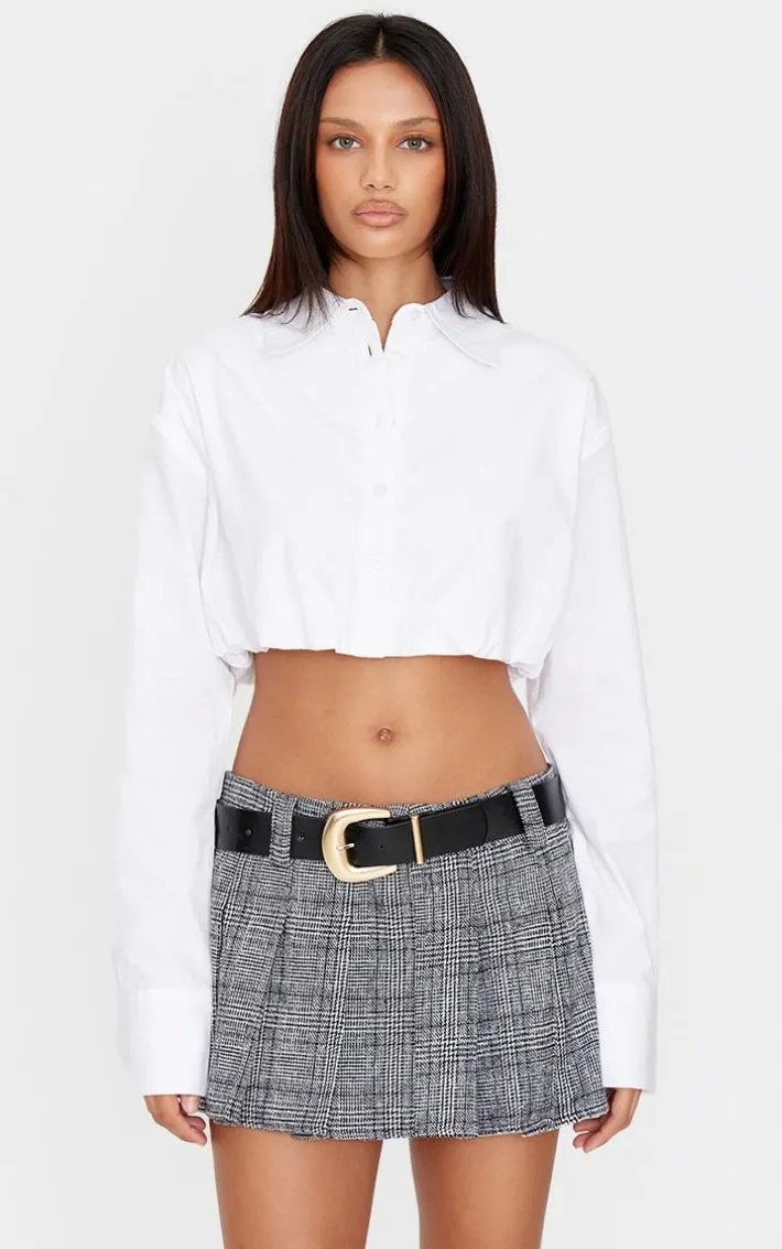 White Bubble Hem Shirt