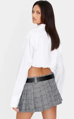 White Bubble Hem Shirt