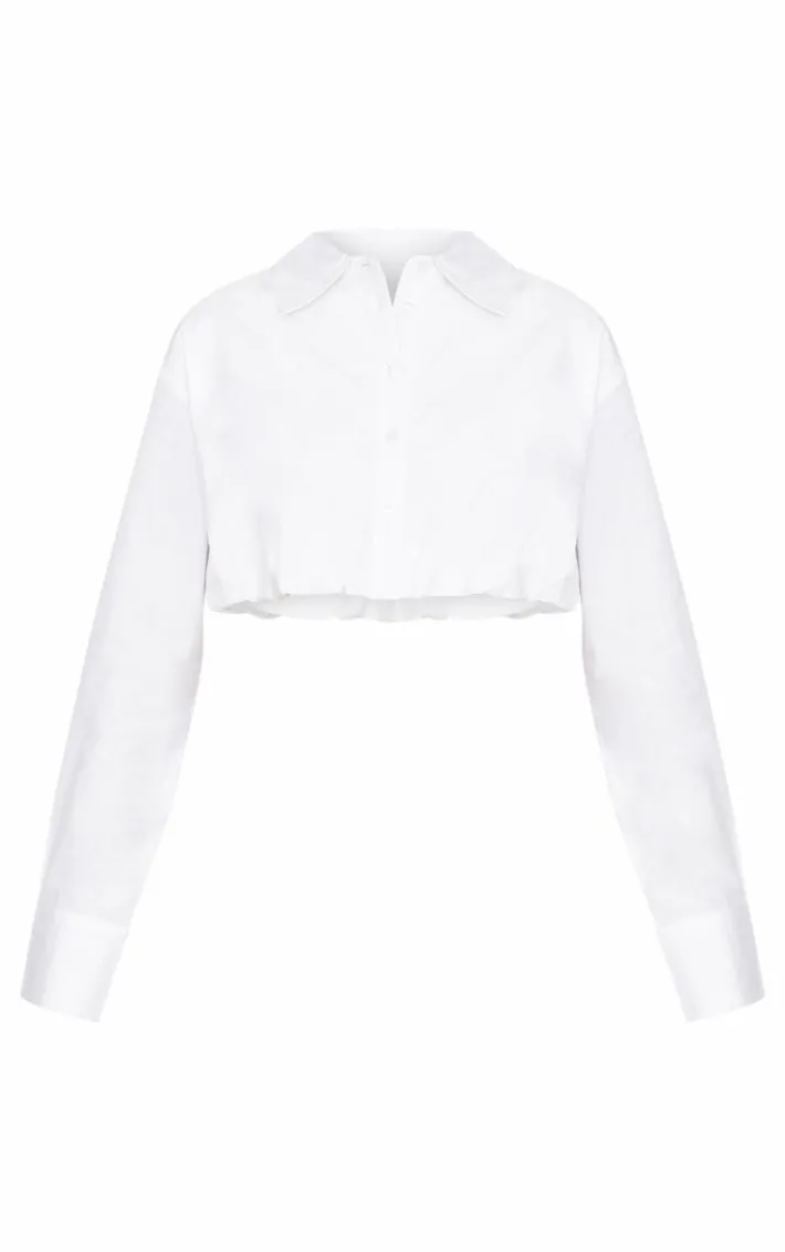 White Bubble Hem Shirt