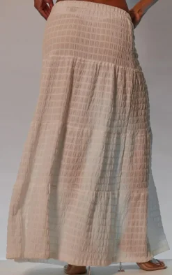 White Bubble Textured Maxi Skirt