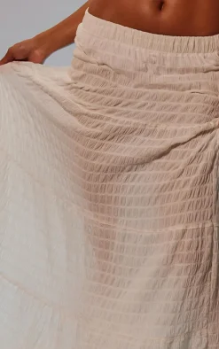 White Bubble Textured Maxi Skirt