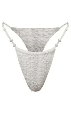 White Bubble Textured Tanga Bikini Bottoms