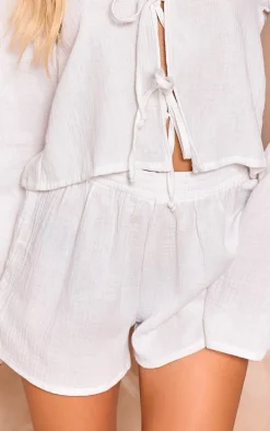 White Cheesecloth Shorts