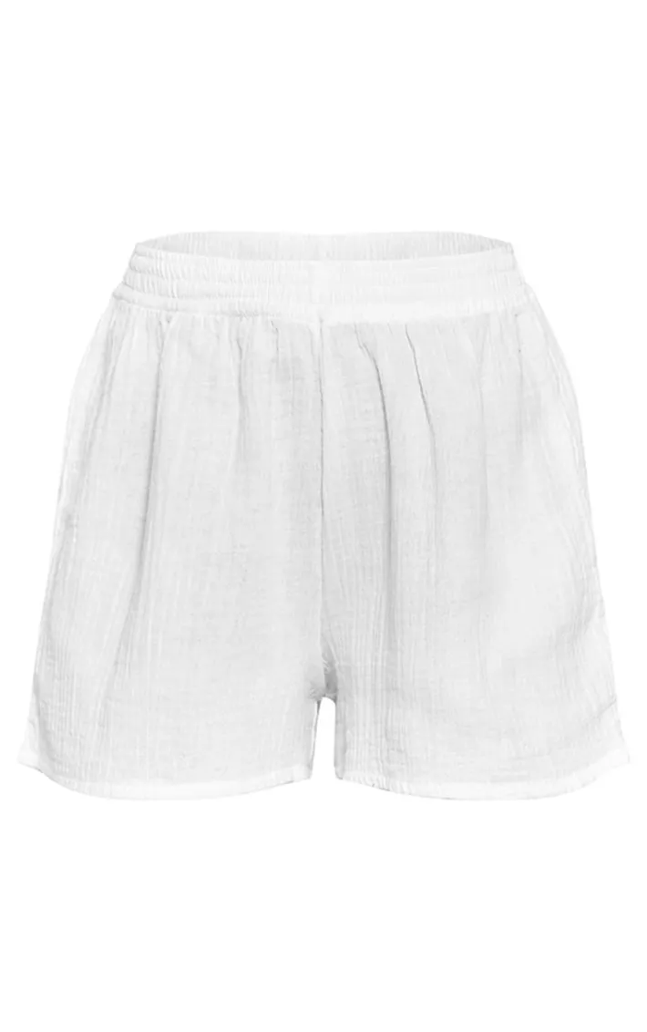 White Cheesecloth Shorts