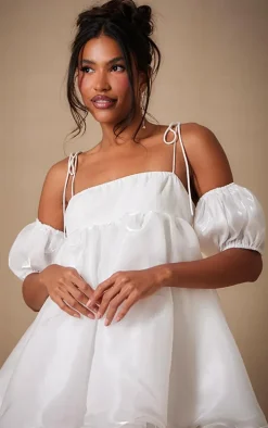 White Chiffon Puff Detachable Sleeves