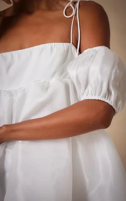 White Chiffon Puff Detachable Sleeves