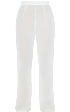 White Chiffon Straight Leg Beach Pants