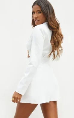 White Collar Detail Cut Out Bodycon Dress