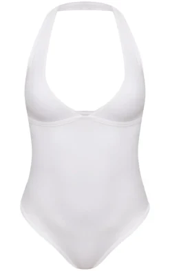 White Contour Halterneck Bodysuit