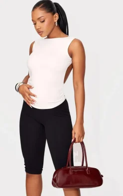 White Contour Jersey Backless Long Top