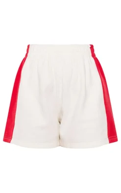 White Contrast Detail Sweat Shorts
