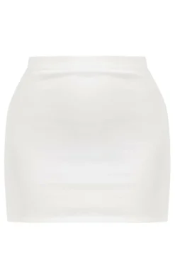 White Cotton Basic Low Rise Micro Mini Skirt