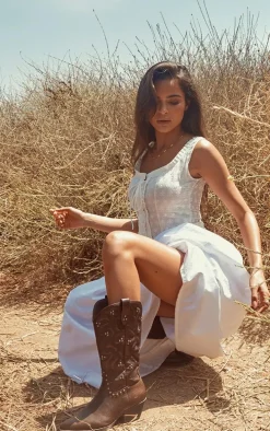 White Cotton Poplin Dip Waistband Maxi Skirt