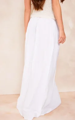 White Cotton Poplin Elasticated Waist Maxi Skirt