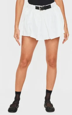 White Cotton Poplin Frill Belt Detail Bloomers