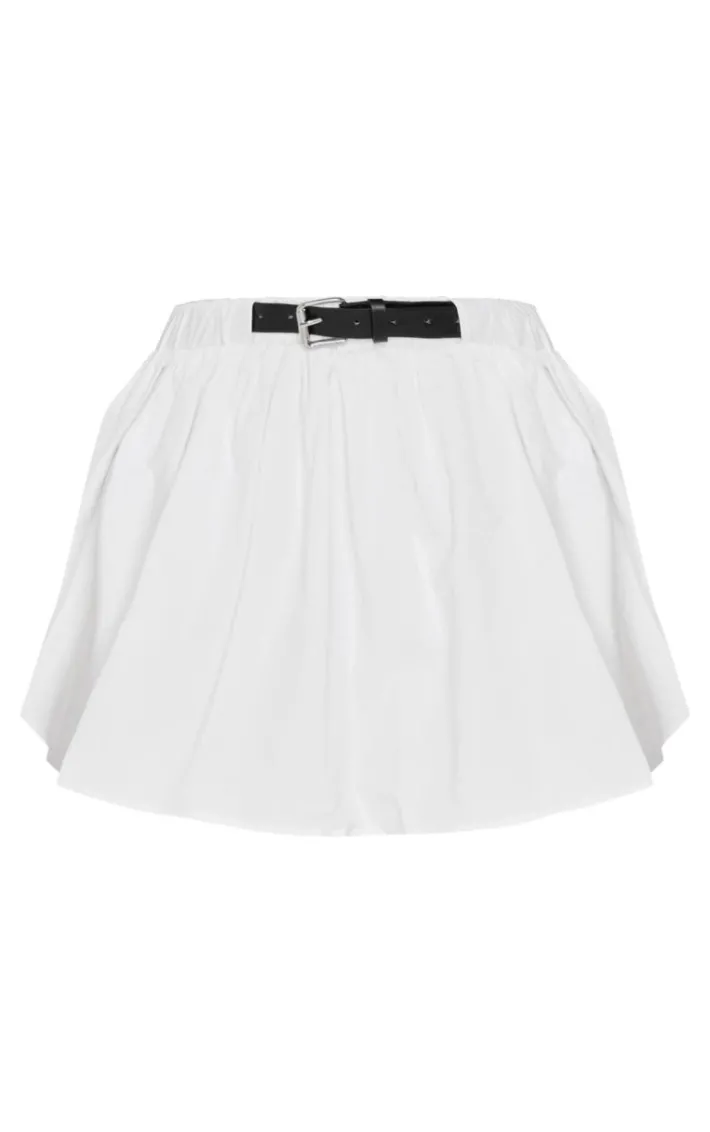 White Cotton Poplin Frill Belt Detail Bloomers