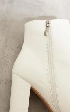 White Croc Behati Ankle Boot