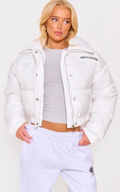 White Cropped Puffer Jacket