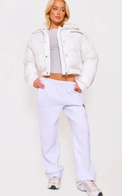 White Cropped Puffer Jacket